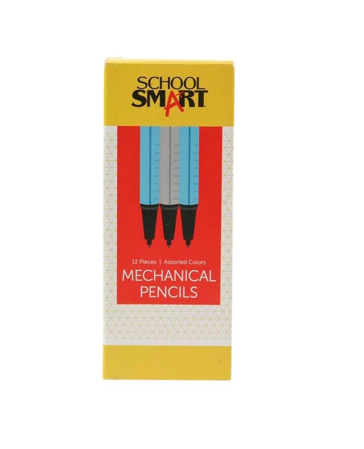 Image for School Smart Mechanical Pencils with Eraser, 0.5 mm Tip, No 2 Lead, Assorted Colors, Pack of 12 from School Specialty